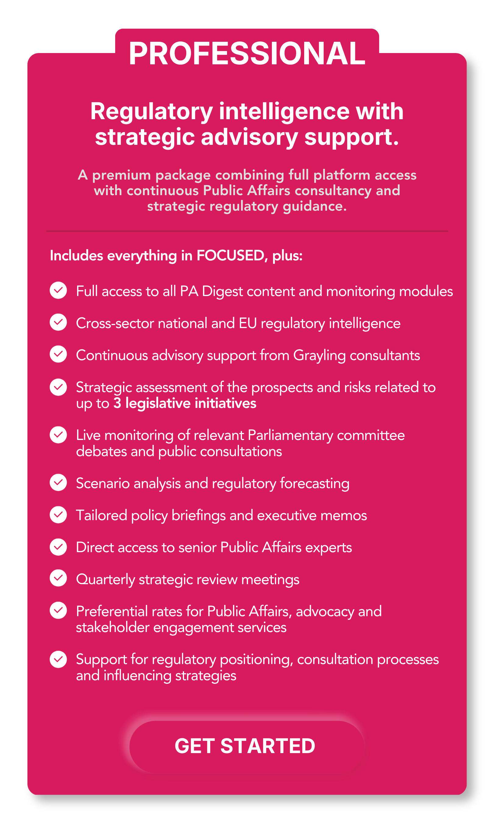 Professional subscription plan